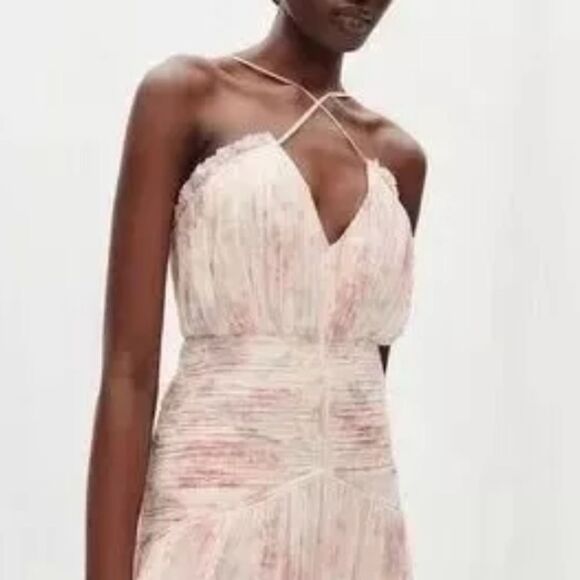 NWT Shona Joy Cross Front Midi Dress Blush/Multi Size 8 - Picture 3 of 13